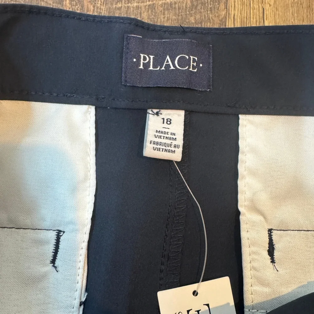 The Childrens Place Uniform Shorts Navy Blue Performance Chino Boys 18 Quick Dry